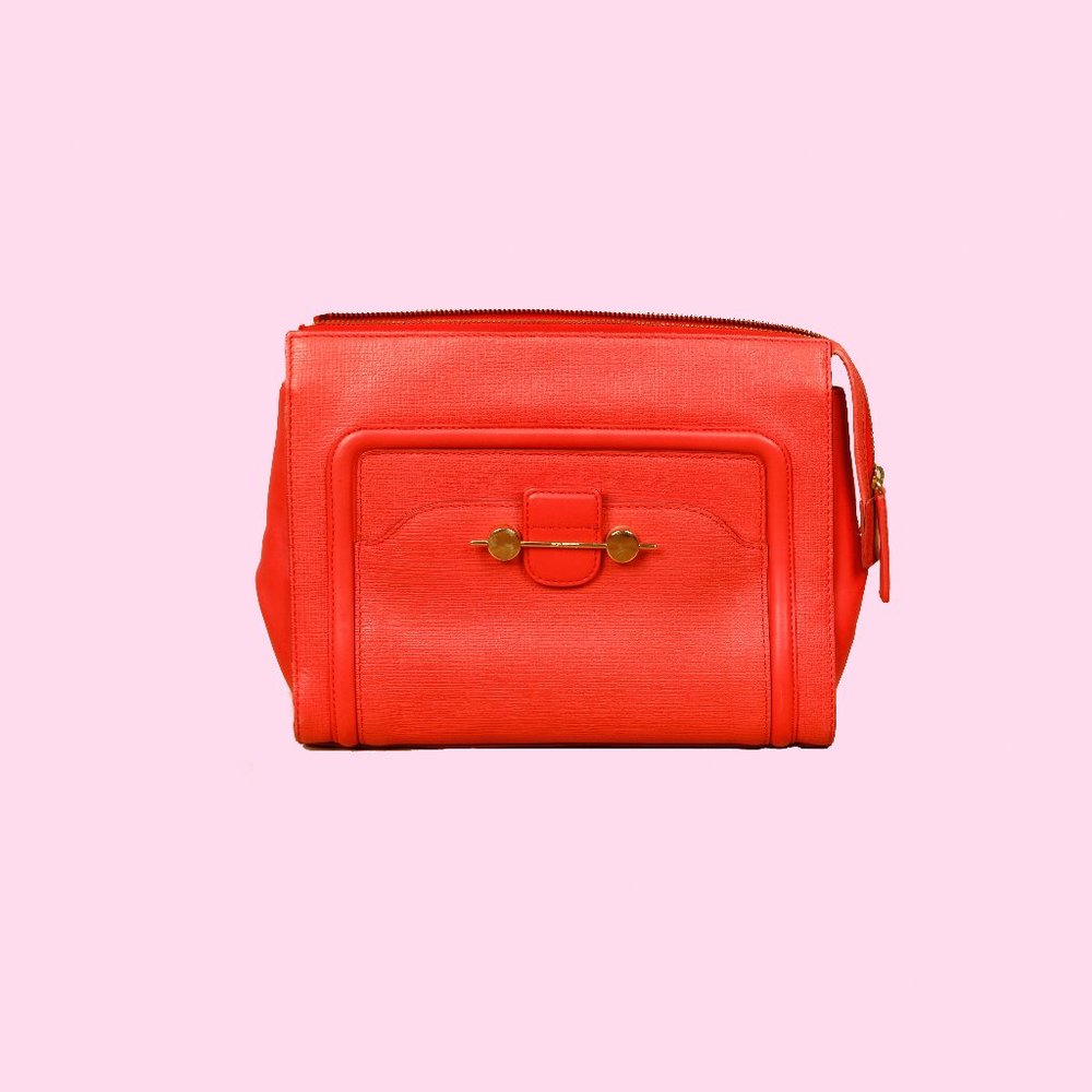 Jason Wu Coral Orange Leather Daphne Clutch (New without Tags)